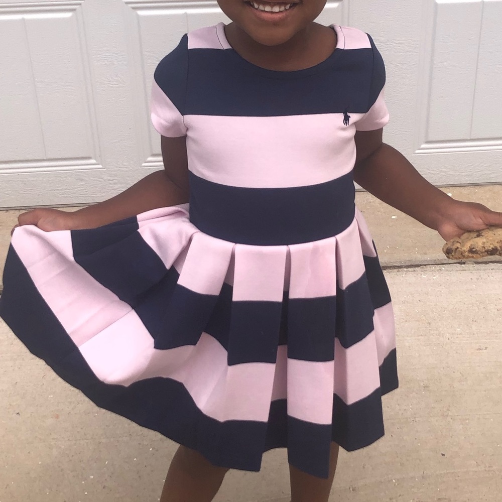 SOLD Girls Polo by RL short sleeved pleated dress.